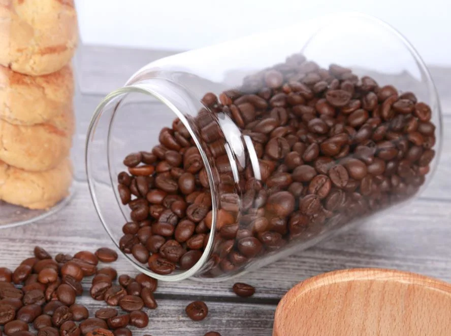 500ml 700ml 1100ml Wooden Lid of Glass Seal Jar/Storage of Canned/Kitchen Dry Goji Berries Coffee Beans Storage Tank Home Storage