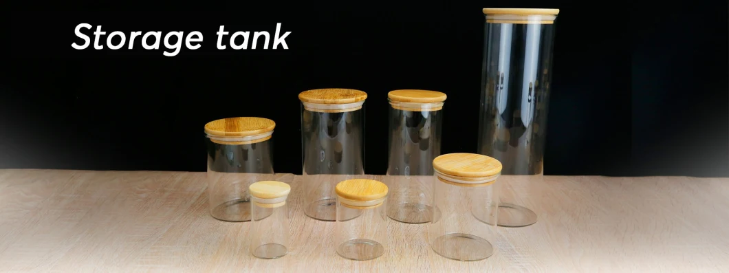 High Borosilicate Transparent Empty Glass Jar/Wooden Lid of Glass Seal Jar/Storage of Canned/Kitchen Dry Goji Berries Coffee Beans Storage Tank Home Storage