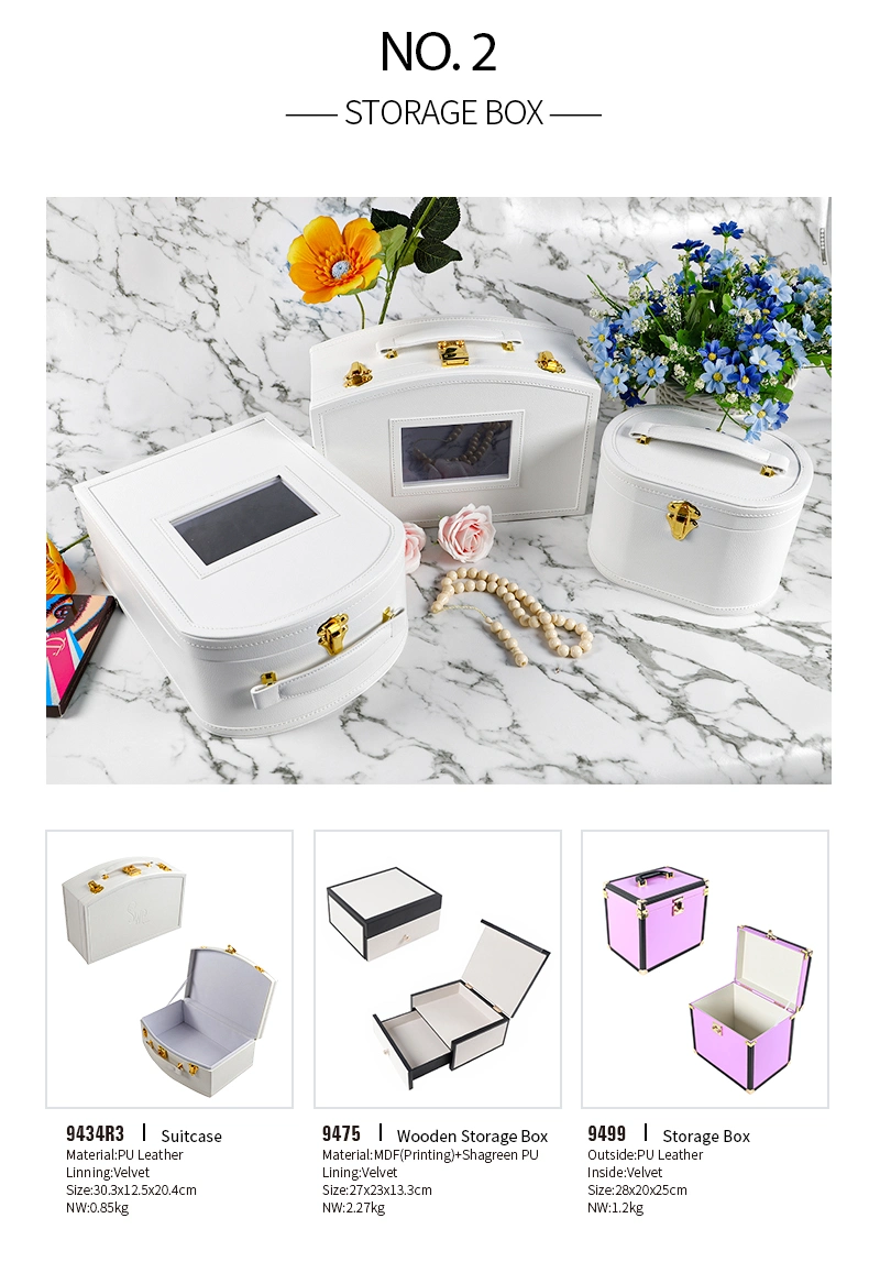 2023 New Design Fashion Cute White Lady′ S Leather Antique Travelling Suitcase