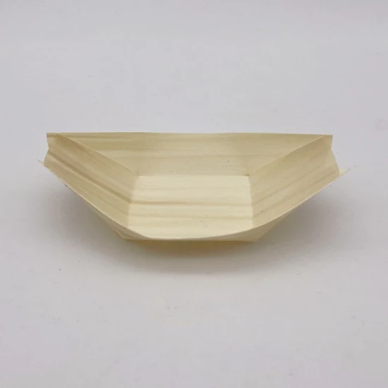 Recipiente de madeira japonês descartável para comida Sushi Boat servindo bandeja