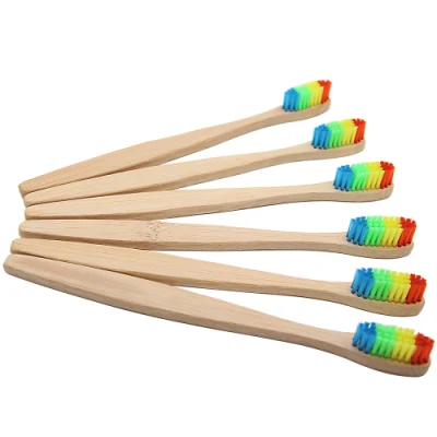 Escova de dentes de madeira de bambu natural ecológica para casa colorida macia para adultos