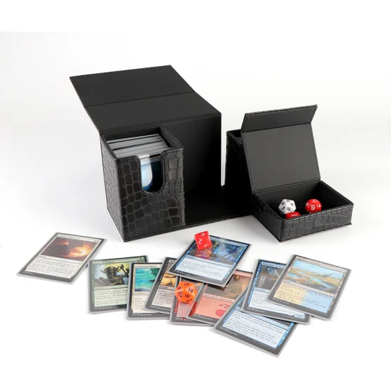 Caixa protetora de cartão de jogo de tabuleiro de couro PU Flip caixa de armazenamento