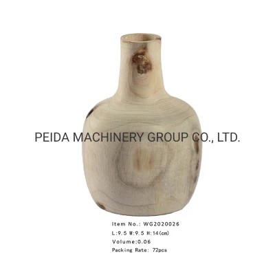 Vaso decorativo 100% natural, moderno, natural, madeira, paulownia, feito à mão, redondo, alto, decorativo, vaso de mesa
