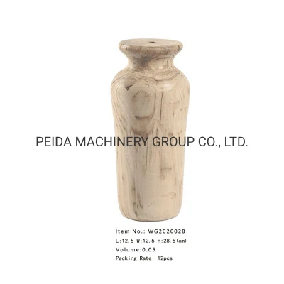 Vaso decorativo natural moderno de madeira paulownia feito à mão vaso de mesa alto decorativo redondo